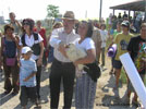Mr. Fihtl is releasing a stork that was cured in the Wildlife Rehabilitation Center